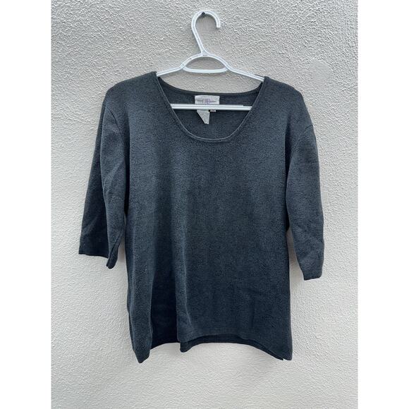 Womens Modern Elements Black Shimmer Half Sleeve Shirt Plus Size 1X - Picture 1 of 10